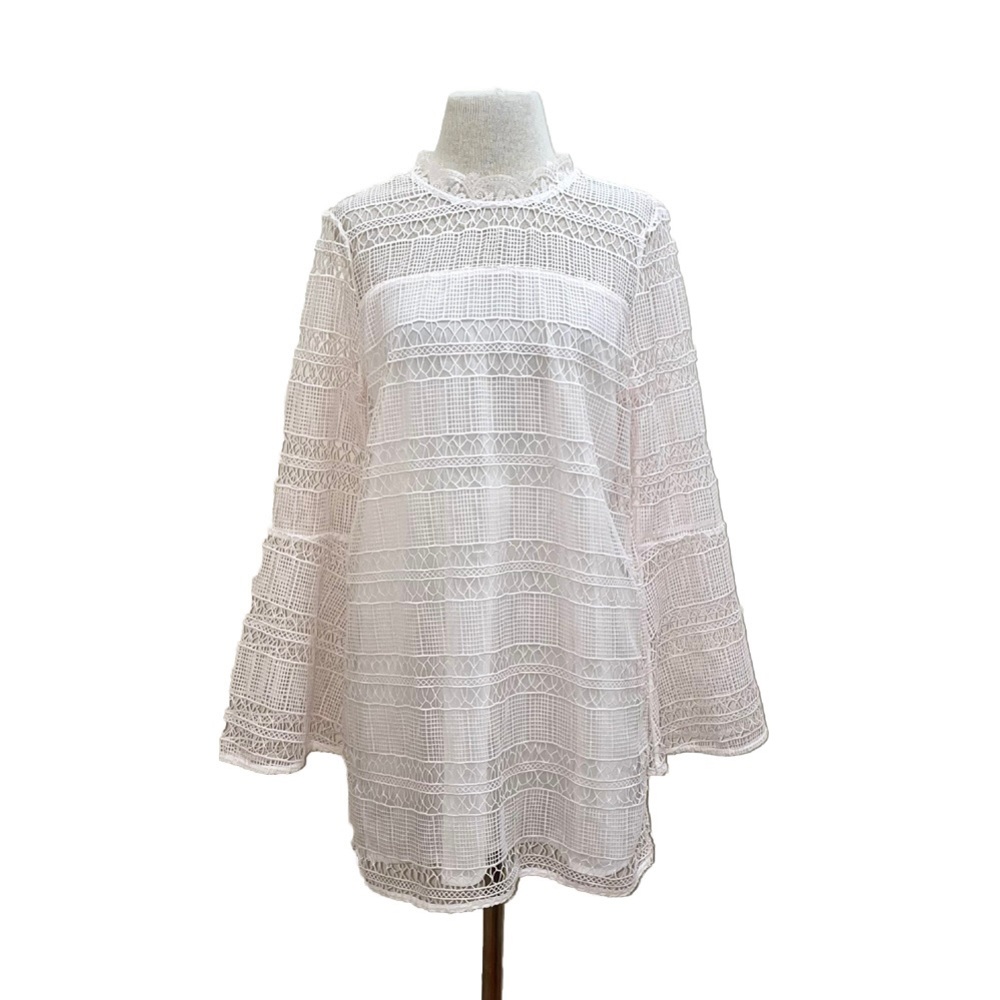 Tularosa White Bell Sleeve Matilda Lace Shift Dress Size Large Romantic Summer
